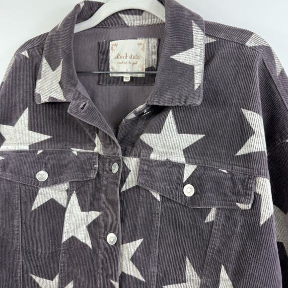 Altar'd State Star Struck Gray Corduroy Jacket Small Oversized Classic Trucker - Picture 4 of 11